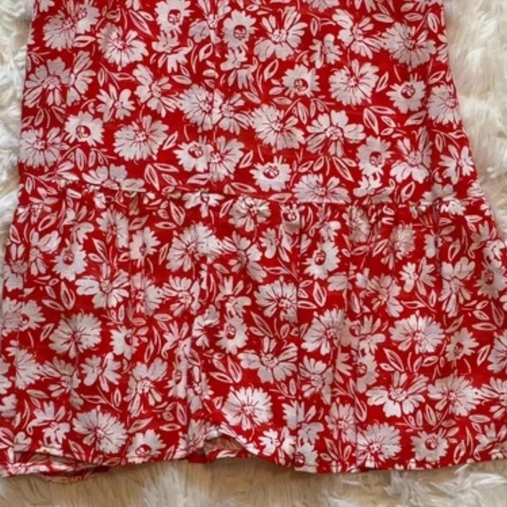 Topshop Red Floral Mini Dress Ruffle Vintage-Style Side Cut Out‎s Fairy Size 2 - Picture 13 of 13